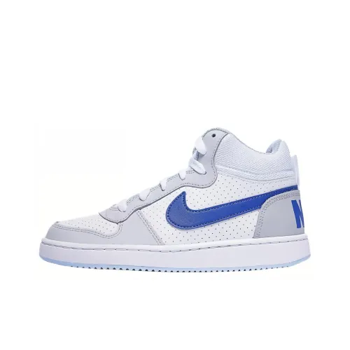 Nike Court Borough Slip Resistant Амортизация Устойчивый к истиранию MID Топ Детские Скейтбординги Белый Синий