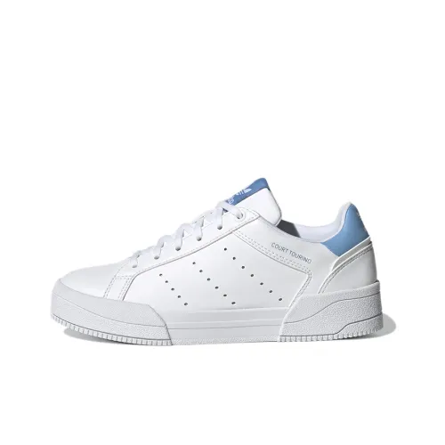Adidas Originals Court Tourino J Low Топ Скейтборд Кроссовки Белый Синий Подростки