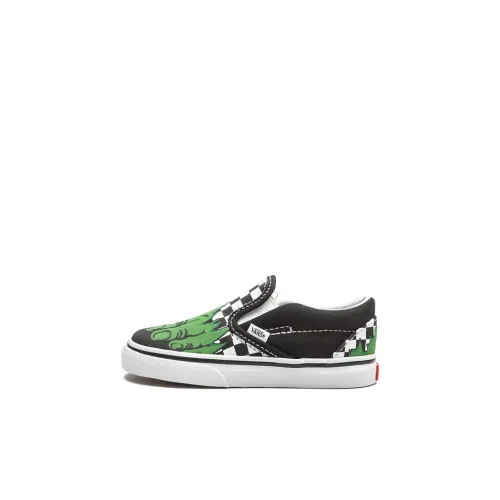 Vans Classic Slip On Шахматный узор Hulk Low Топ Обувь для малышей Черный Белый Зеленый Infant And Toddler