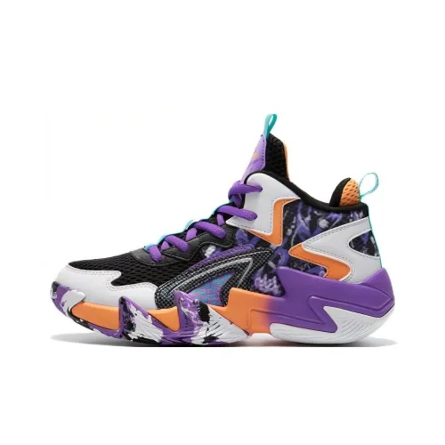 QIAODAN Амортизация Устойчивый к истиранию Быстросохнущий Высокий Топ Детские Баскетбольные Кроссовки Магнитный Pole Фиолетовый Подростки