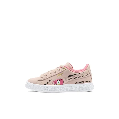 Sonic X PUMA Suede Series Low Топ Детские Скейтбординги Розовый для детей 3-7 лет