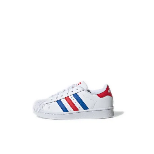 Adidas Originals SUPERSTAR Slip-Resistant Низкий Топ Детские Скейтбординг Белый Синий Красный для детей 3-7 лет