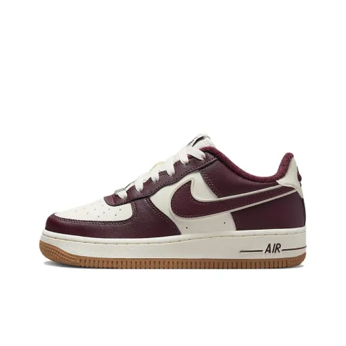 Nike Air FORCE 1 Устойчивый к истиранию Низкий Топ Детские Скейтбординг Белый Красный