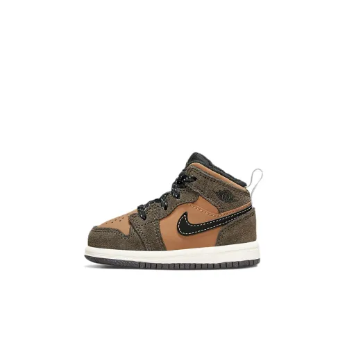 Jordan Air Jordan 1 Противоскользящие амортизаторы Slip Resistant Mid Топ Обувь для малышей Brown Infant And Toddler