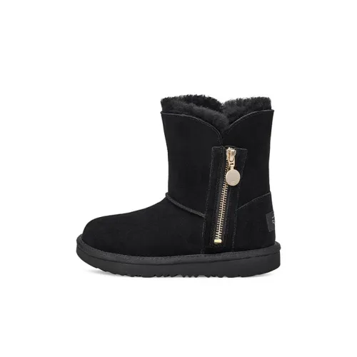 UGG Bailey Zip Короткий Теплый Ускоритель Износостойкий Сноубутсы Черный Для Детей Возрастом 3-7 Лет