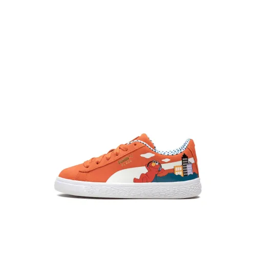 PUMA Suede Series Sesame Street 50 Low Топ Скейтборд Кроссовки Апельсин Дети 3-7 лет
