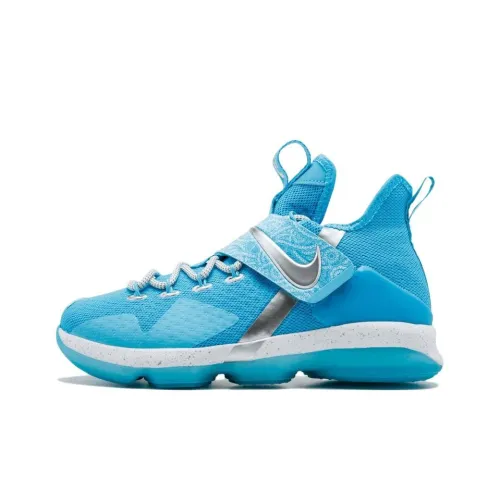 Nike Lebron 14 Ric Flair Non Нижняя юбка Легкий MID Топ Детские Баскетбольные кроссовки Синий Подростки