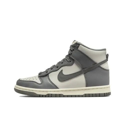 Nike Dunk High Slip Resistant Abrasion Resistant High Топ Детские Скейтбординги Серый Белый Подростки
