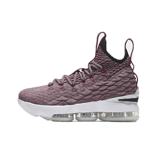 Nike Lebron 15 'Вино Красный' Slip-resistant Shock Absorbers MID Баскетбольные кроссовки для детей Красный Белый Подростки
