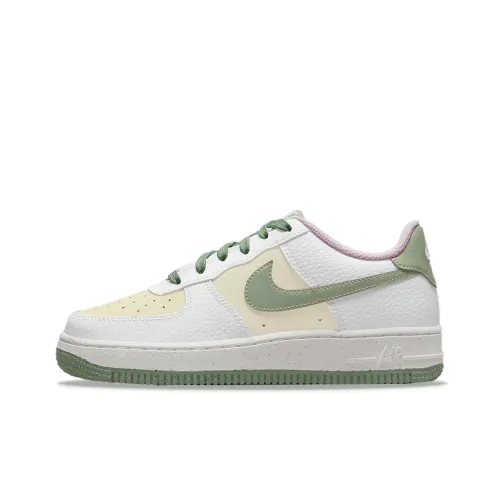 Nike Air FORCE 1 Устойчивый к истиранию Низкий Топ Детские Скейтбординги Белый Зеленый
