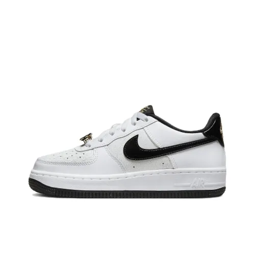 Nike Air FORCE 1 World Champions Устойчивые к истиранию Низкие Детские Скейтбординги Черный Белый Золото