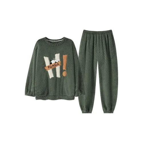 Qiao Ni Tong Пижамный комплект Мужской Зеленый