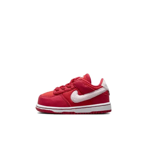 nike Dunk Slip-Resistant Shock Absorbers Низкие Топ Обувь для малышей Красный Белый Infant и Toddler