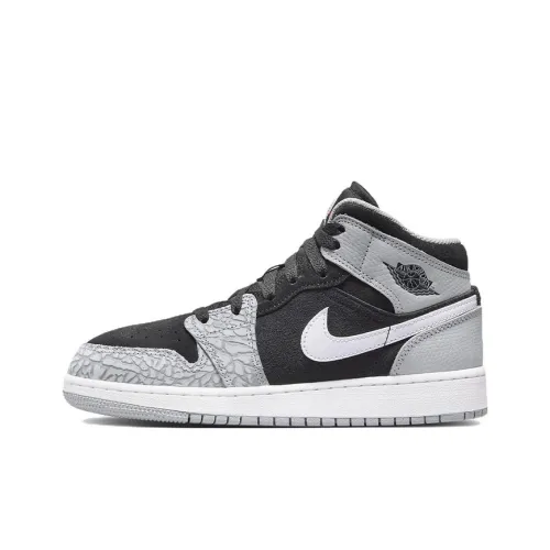 Jordan Air Jordan 1 MID Топ Детские Баскетбольные Кроссовки Черный Серый