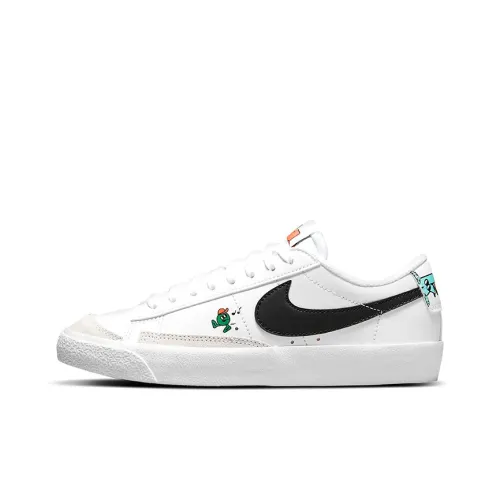 Nike Blazer '77 Устойчивый к истиранию Низкий Топ Детские Скейтбординги Белый Черный