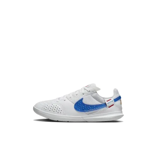 Nike Streetgato Jr. Slip-resistant Амортизация Устойчивость к истиранию Низкий топ Детская футбольная обувь Синий Белый