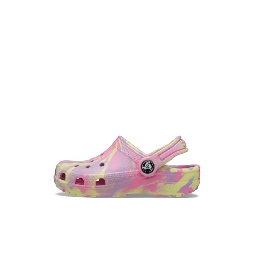 Crocs Classic Clog Marble Clog Спортивные сандалии Розовый Желтый Граффити Детский