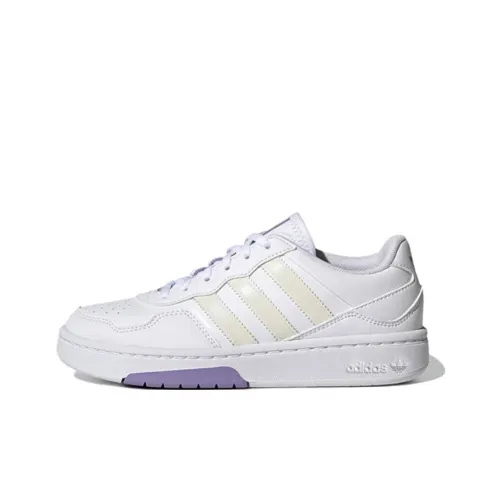 Adidas Originals Courtic J Slip Resistant Abrasion Resistant Низкий Топ Детские Скейтбординги Белый Фиолетовый Подростки