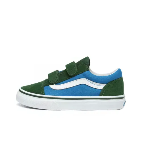Vans Old Skool Collection 2 Тон V Low Топ Детские Скейтбординги Зеленый синий Подростки