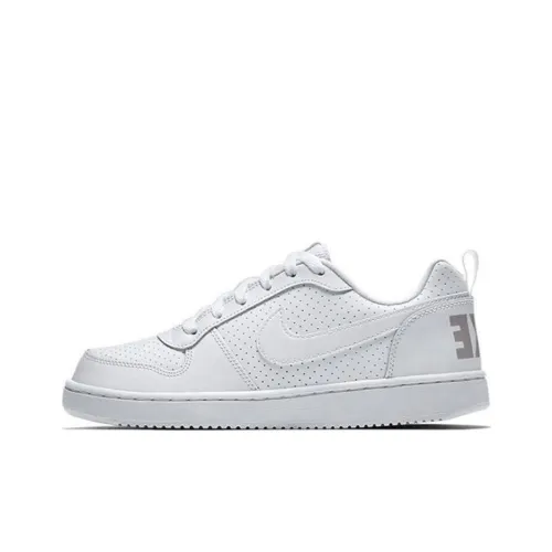 Nike Court Borough Slip Resistant Shock Absorbers Низкий Топ Детские Скейтбординги Чисто Белый Подростки