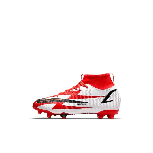 nike Mercurial Superfly 8 Slip-Resistant Abrasion-Resistant MID Топ Детские футбольные бутсы Красно-белый Детский