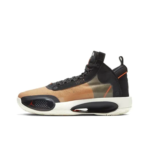 Jordan Air Джордан 34 'Янтарный Шов' MID Топ Детские Баскетбольные Кроссовки Янтарно-Желтые Подростковые