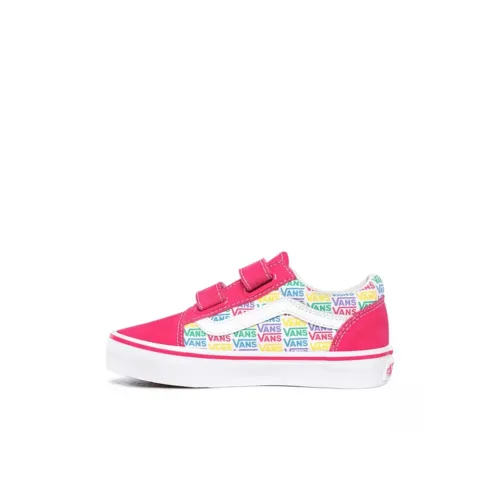 Vans Old Skool Collection V Low Топ Детские Скейтбординги Бело-розово-красный для детей 3-7 лет