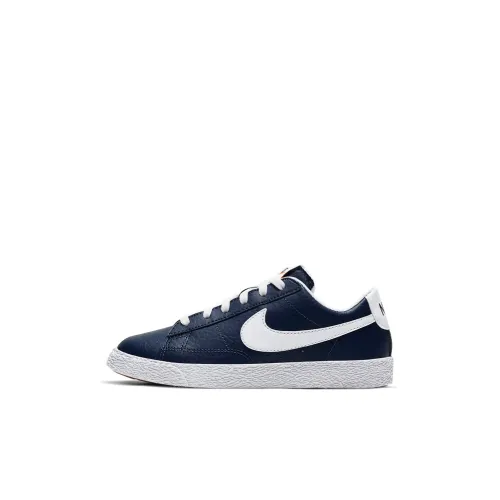Nike Blazer Slip Resistant Abrasion Resistant Легкий Низкий Топ Детские Скейтбординги Морской Синий