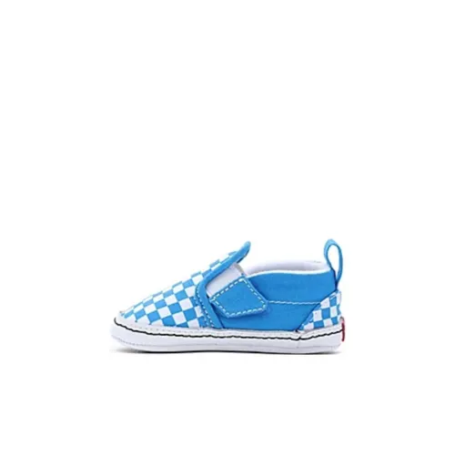 Vans Slip On Crib Nouveau Anti KICK и устойчивая к истиранию низкая обувь для малышей синего и белого цвета для младенцев и малышей