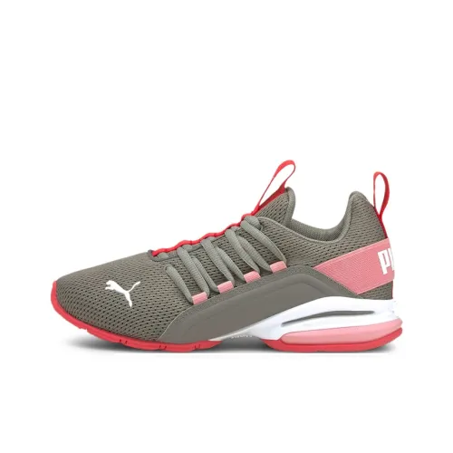 PUMA Axelion Сетка Амортизация Износостойкий Низкий Топ Детские Беговые Кроссовки Зеленый Розовый Подростки