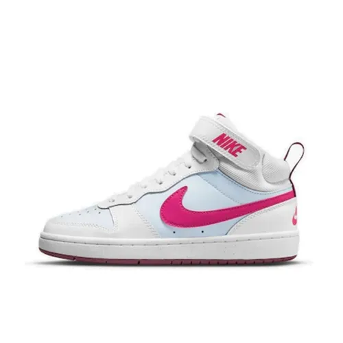 Nike Court Borough MID 2 Нижняя юбка Устойчивая к истиранию MID Топ Детские Скейтбординги Белый Синий Розовый