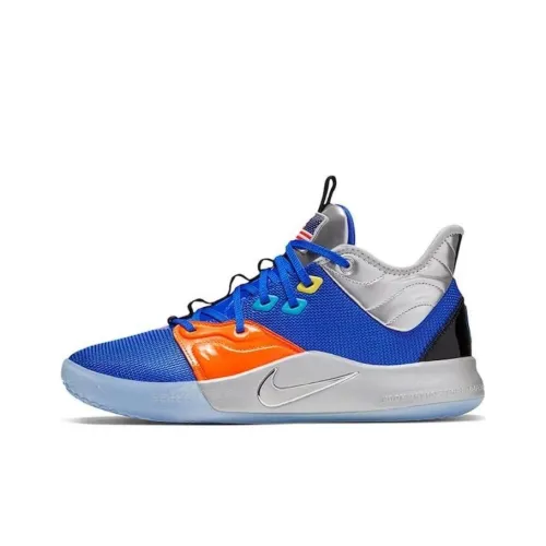 Nike PG 3 Амортизация Износостойкий Низкий Топ Детские Беговые Кроссовки Синий Подростки