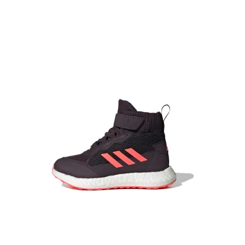 Adidas BTW El K Устойчивый к истиранию Дышащий Высокий Топ Детская Беговая Обувь Фиолетово-Розовый Детский