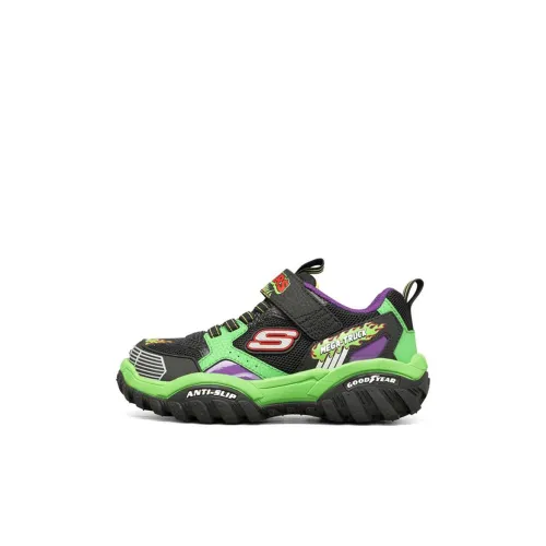 Skechers Slip-resistant Abrasion-resistant Kids Lifestyle Shoes Black Green Kids Skechers Slip-resistant Abrasion-resistant Детские повседневные туфли Черный Зеленый Детский
