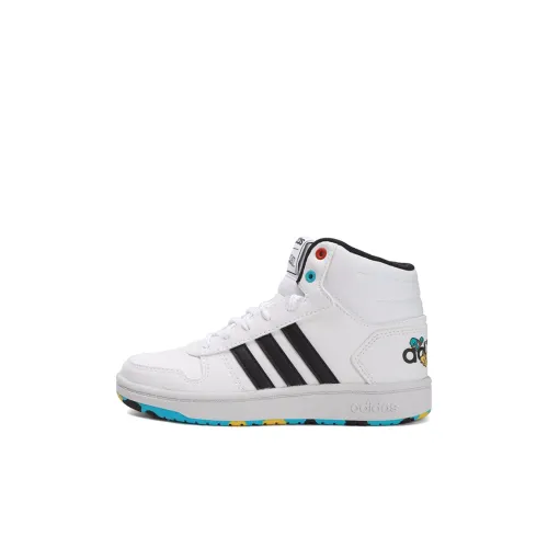 Adidas Neo HOOPS MID 2,0 Противоскользящий устойчивый к истиранию MID Топ Детские Скейтбординги Белый черный Детский