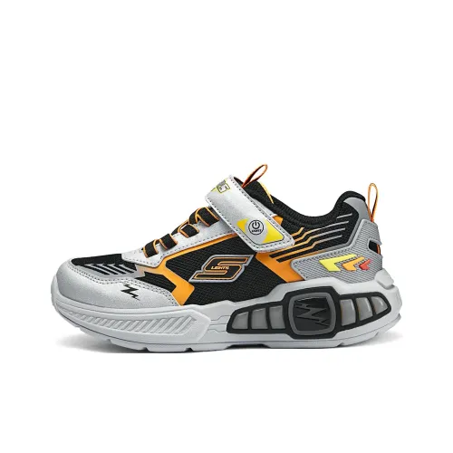 Skechers Амортизация Износостойкие Низкие Кеды для Детей Lifestyle Shoes Серебристо-Черные Подростки