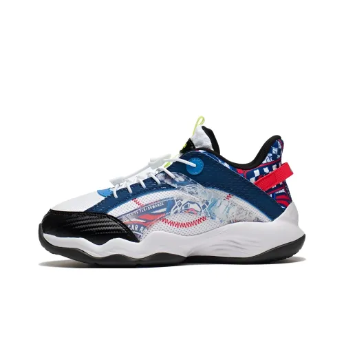 LINING Низкие Баскетбольные Кроссовки Белые Синие Подростки