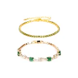 Маленький зеленый браслет с цирконием + большой зеленый браслет с цирконием