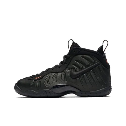 Nike Foamposite Pro Slip-resistant Shock Absorbers MID Топ Детские Баскетбольные Кроссовки Черный Зеленый