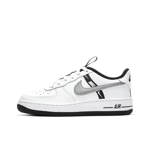Nike Air FORCE 1 LV8 Slip-resistant Abrasion-resistant Low Top Детские Скейтбординги Черный Белый Серый