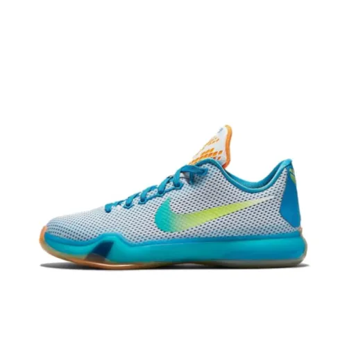 Nike Kobe 10 Kobe 10 High Dive Non Нижняя юбка Легкий MID Топ Детские баскетбольные кроссовки Серо-голубой Подростки