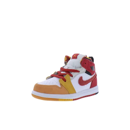 Jordan Air Jordan 1 Амортизация Износостойкий MID Топ Обувь для малышей Красный желтый Infant And Toddler