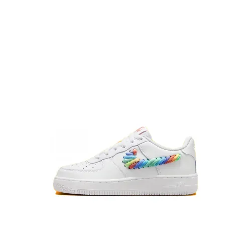 Nike Air Force 1 Детские Скейтбординги Низкий Топ Белый Многоцветный Унисекс