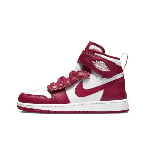 Jordan Air Jordan 1 Hi FlyEase High Топ Детские Баскетбольные Кроссовки Белый Красный Подростки