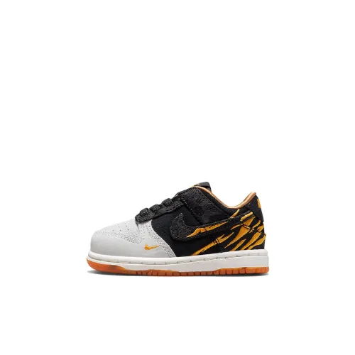 Nike Dunk Бог богатства Устойчивые к истиранию Низкие Кроссовки для скейтбординга Черные Желтые Для малышей и детей дошкольного возраста