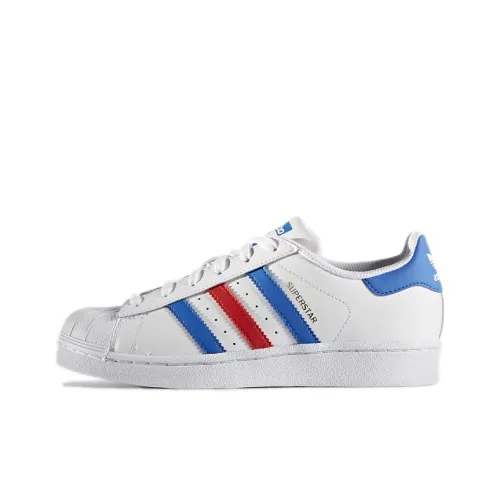 Adidas Originals Superstar J Low Топ Детский Скейтбординг Белый Синий Красный Подростки