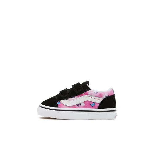 Vans Old Skool Collection Toddler Butterfly Dream Velcro Low Top Скейтборд Кроссовки Черный Розовый Infant And Toddler
