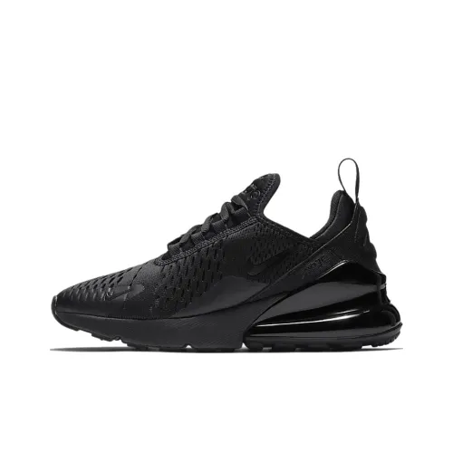 Nike Air Max 270 Амортизация Дышащий Устойчивый к истиранию Низкий Топ Детская Беговая Обувь Черный Воин