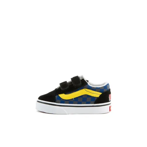 Vans Old Skool Износостойкий и Легкий Низкий Топ Обувь для малышей Черный Желтый Красный Детский и Малыш