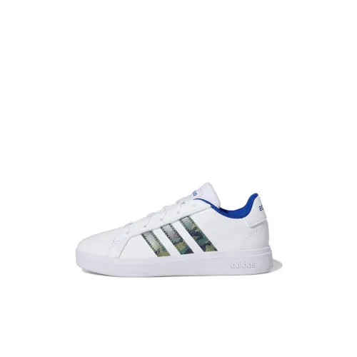 ADIDAS NEO GRAND COURT K Устойчивый к истиранию Низкий Топ Детские Скейтбординг Белый Зеленый Синий Детский